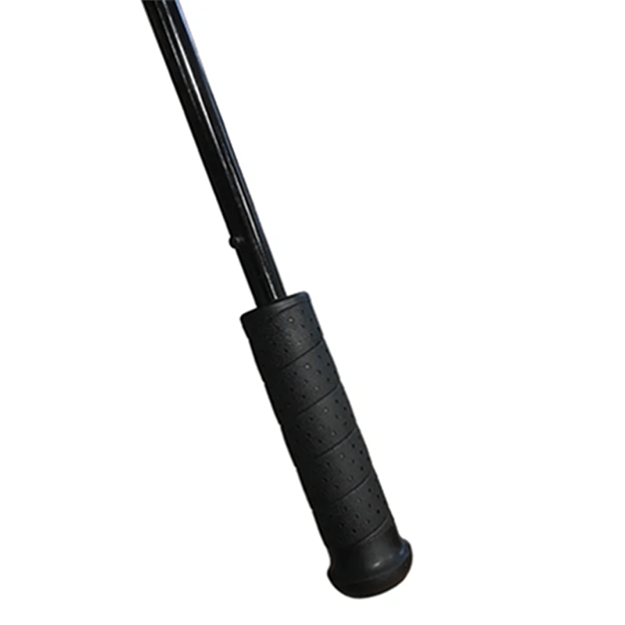 A black ergonomic straight umbrella handle